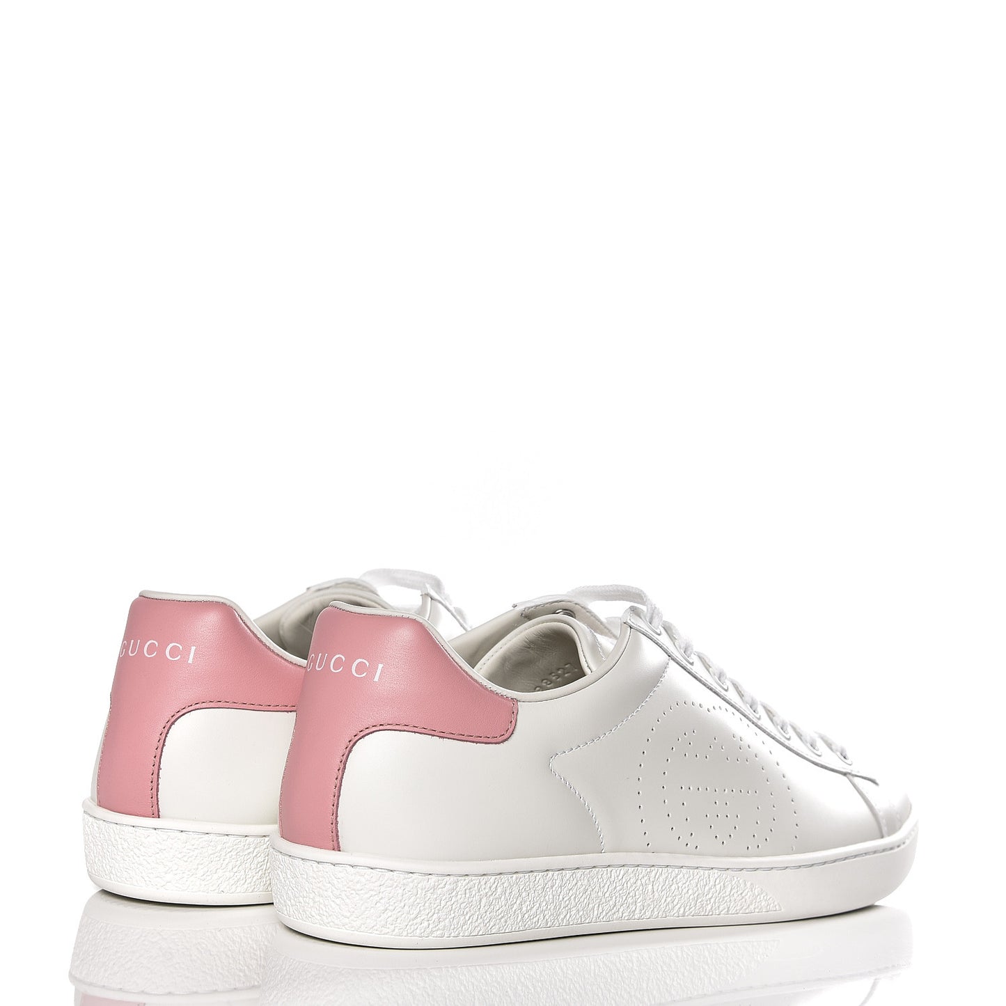 Calfskin Interlocking G Perforated Womens Ace Sneakers 39.5 White Wild Rose
