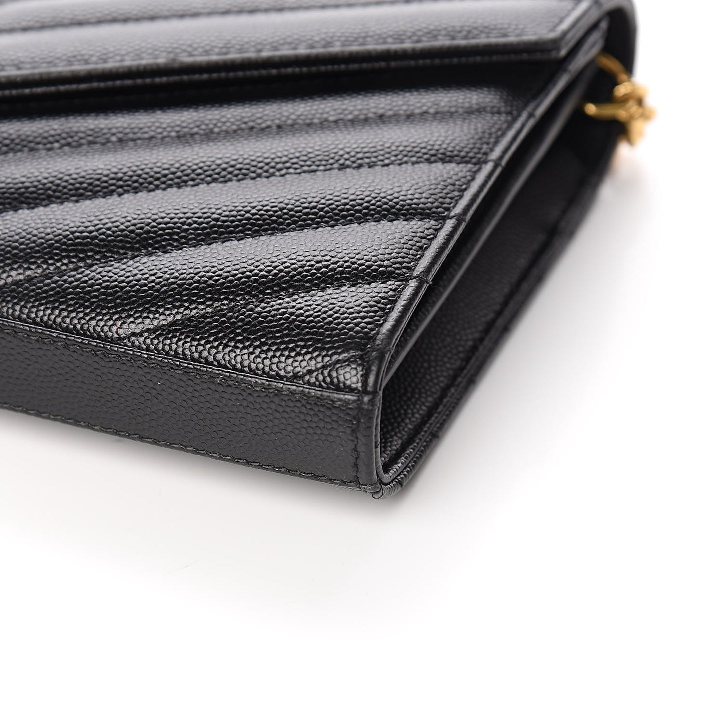 Grain De Poudre Matelasse Chevron Monogram Chain Wallet Black