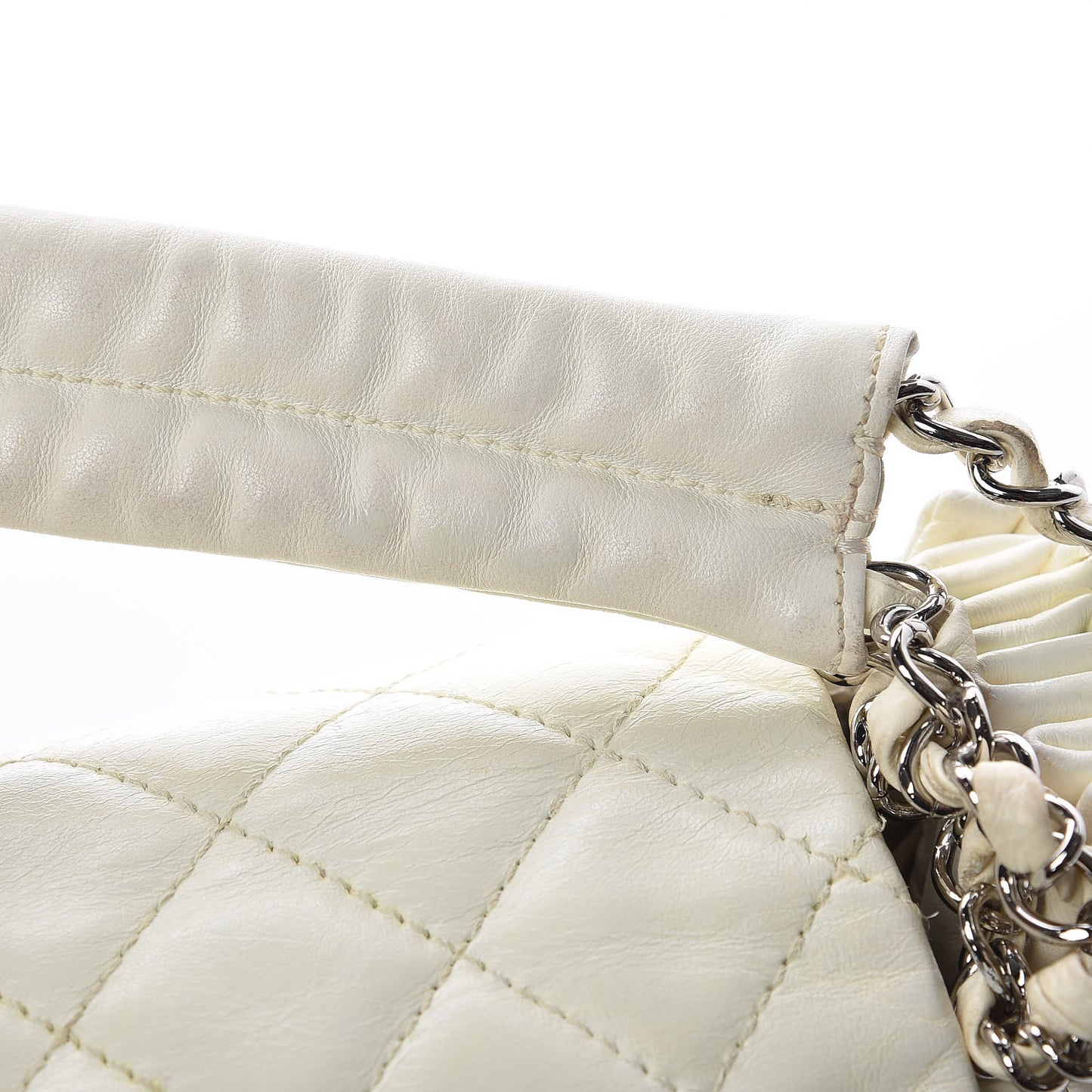 Lambskin Quilted Small Accordion Flap White