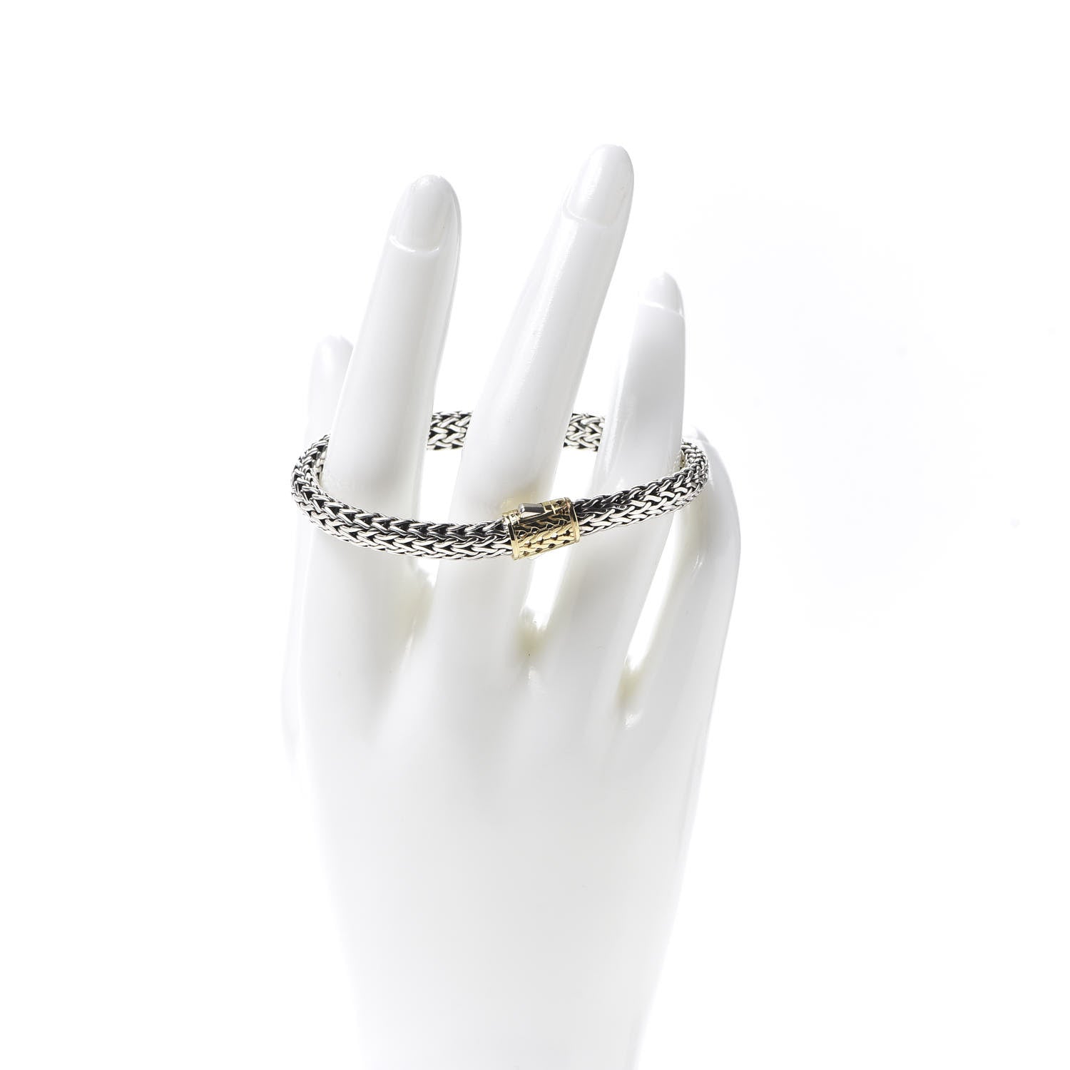 John Hardy Sterling Silver 18K Yellow Gold 6.5mm Naga Station Bracelet 2 of 5