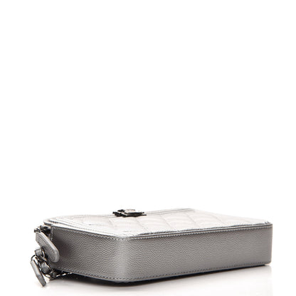 Chanel Metallic Caviar Quilted Small Boy Clutch With Chain Silver 4 of 9