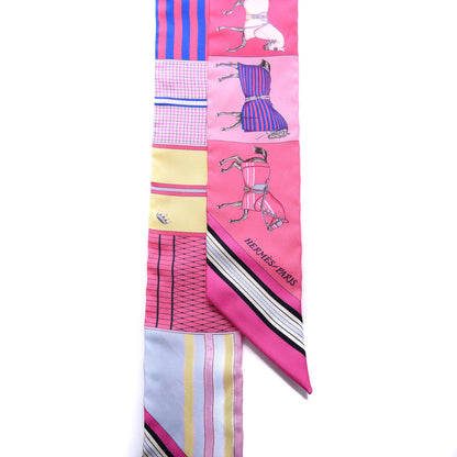 Hermes Silk Couvertures Nouvelles Twilly Jaune Vif Rose Vert 2 of 4