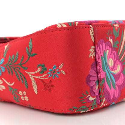 Gucci Jacquard Matelasse Floral Medium GG Marmont Shoulder Bag Red 9 of 14