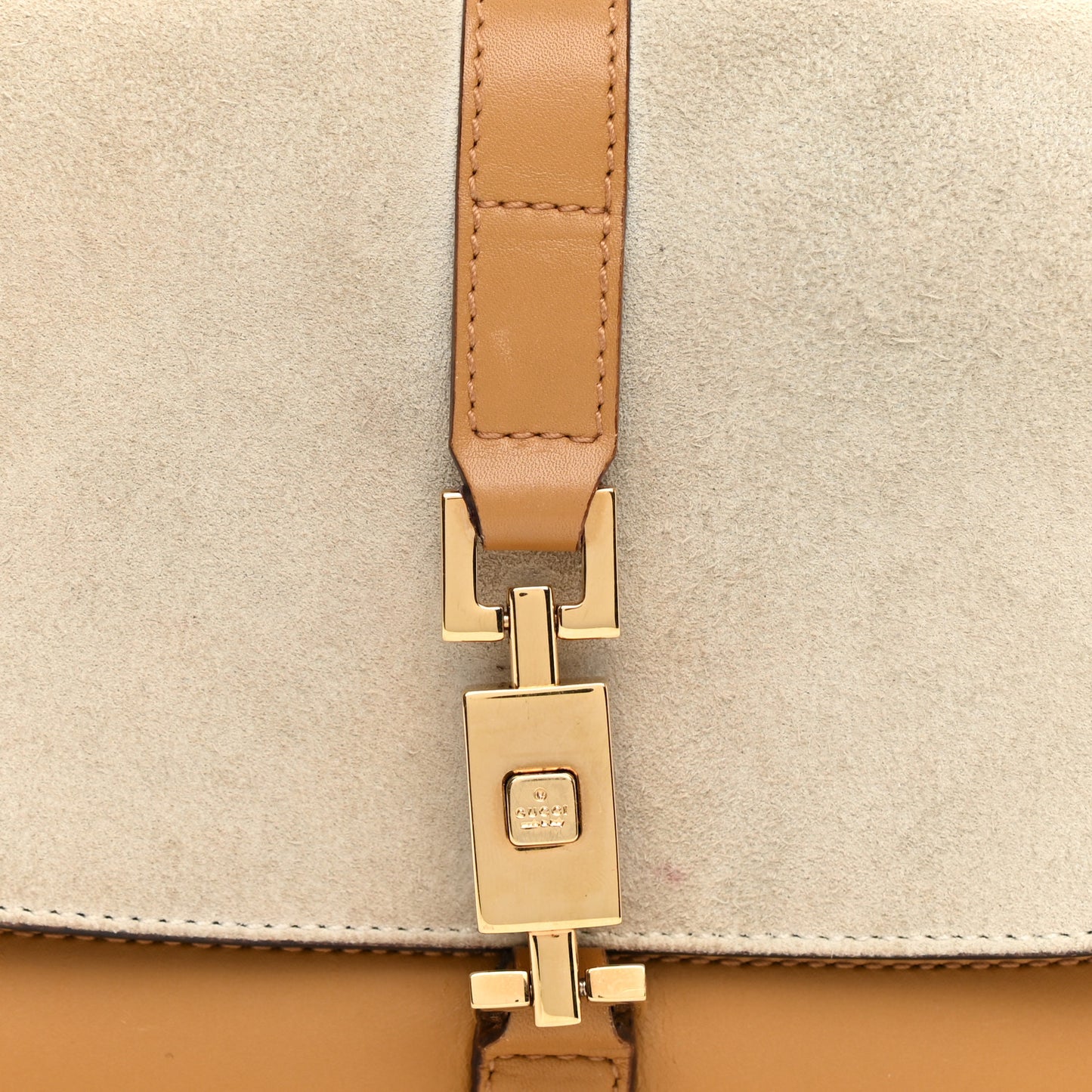 Suede Small Jackie O Flap Hobo Beige Brown