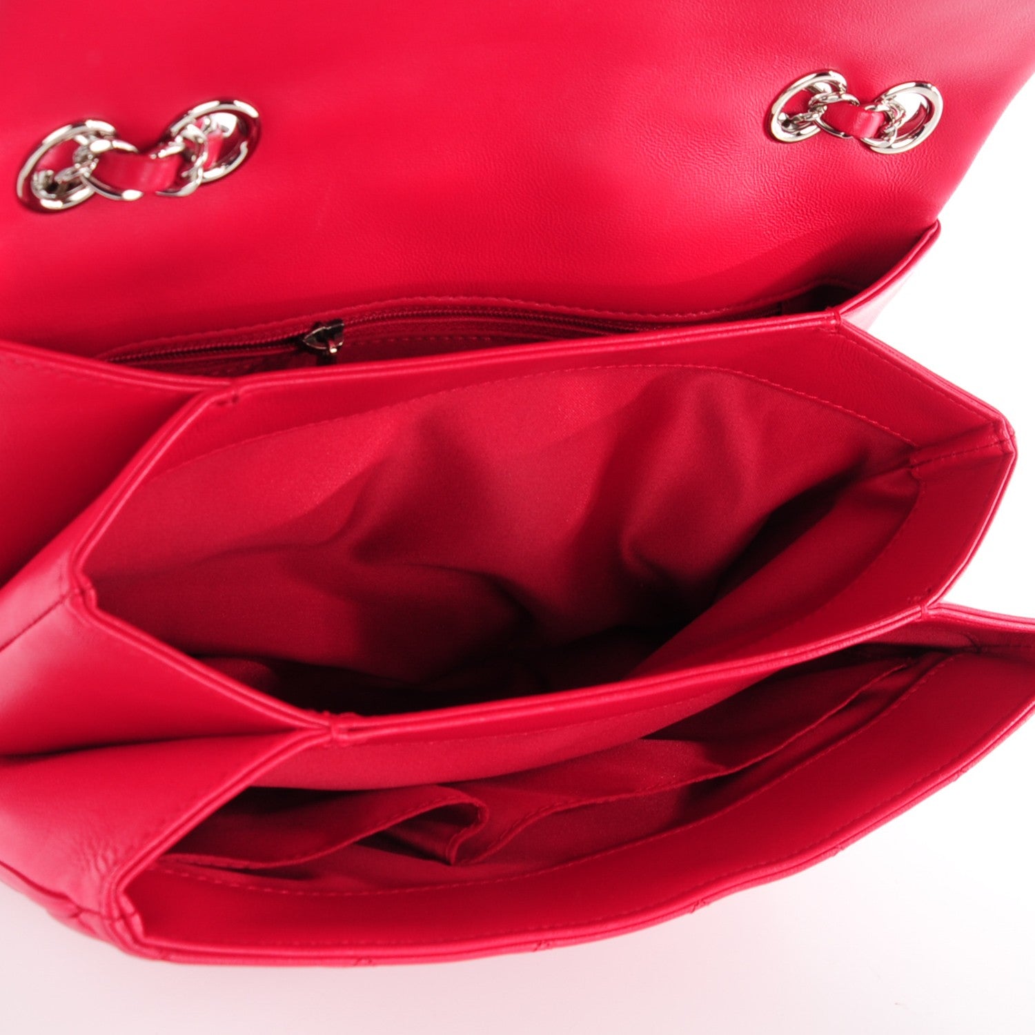 Chanel Lambskin Quilted Medium 3 Flap Dark Pink 7 of 8