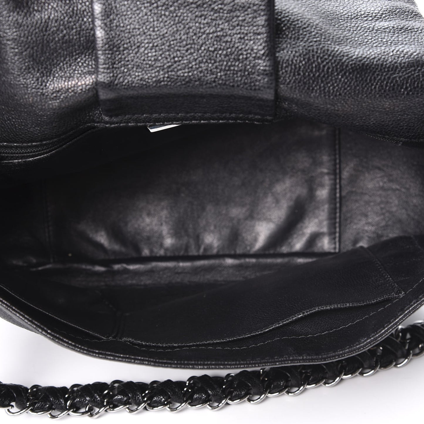 Metallic Goatskin Luxe Ligne Flap Black