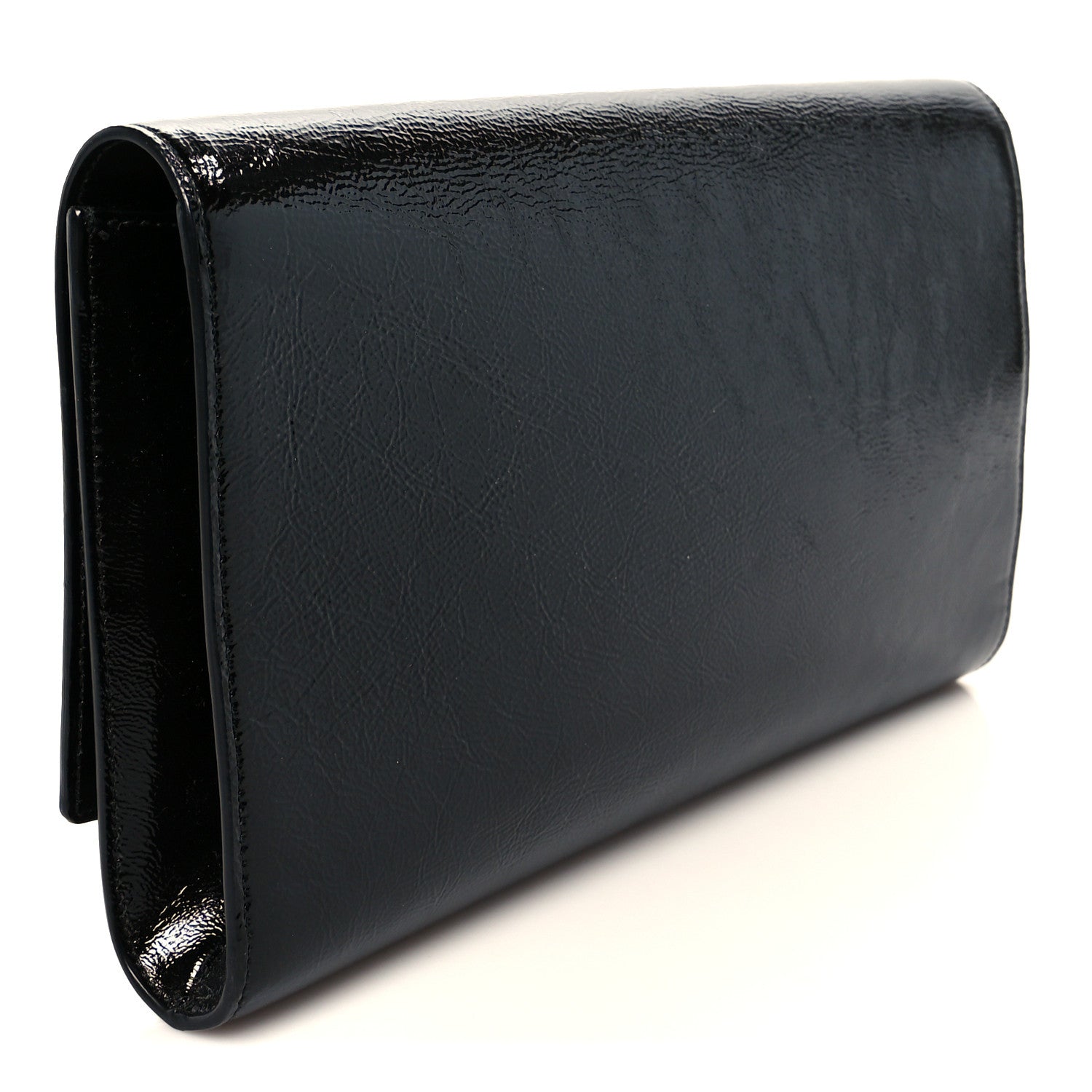Saint Laurent Textured Patent Monogram Large Belle De Jour Clutch Black 3 of 7