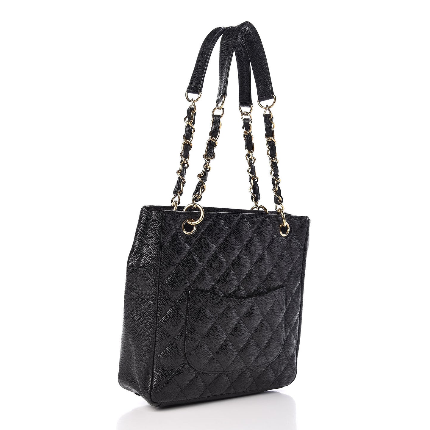 Caviar Quilted Petit Shopping Tote PST Black