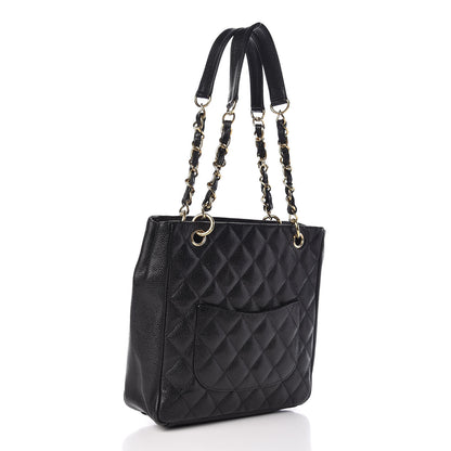 Chanel Caviar Quilted Petit Shopping Tote PST Black 3 of 10