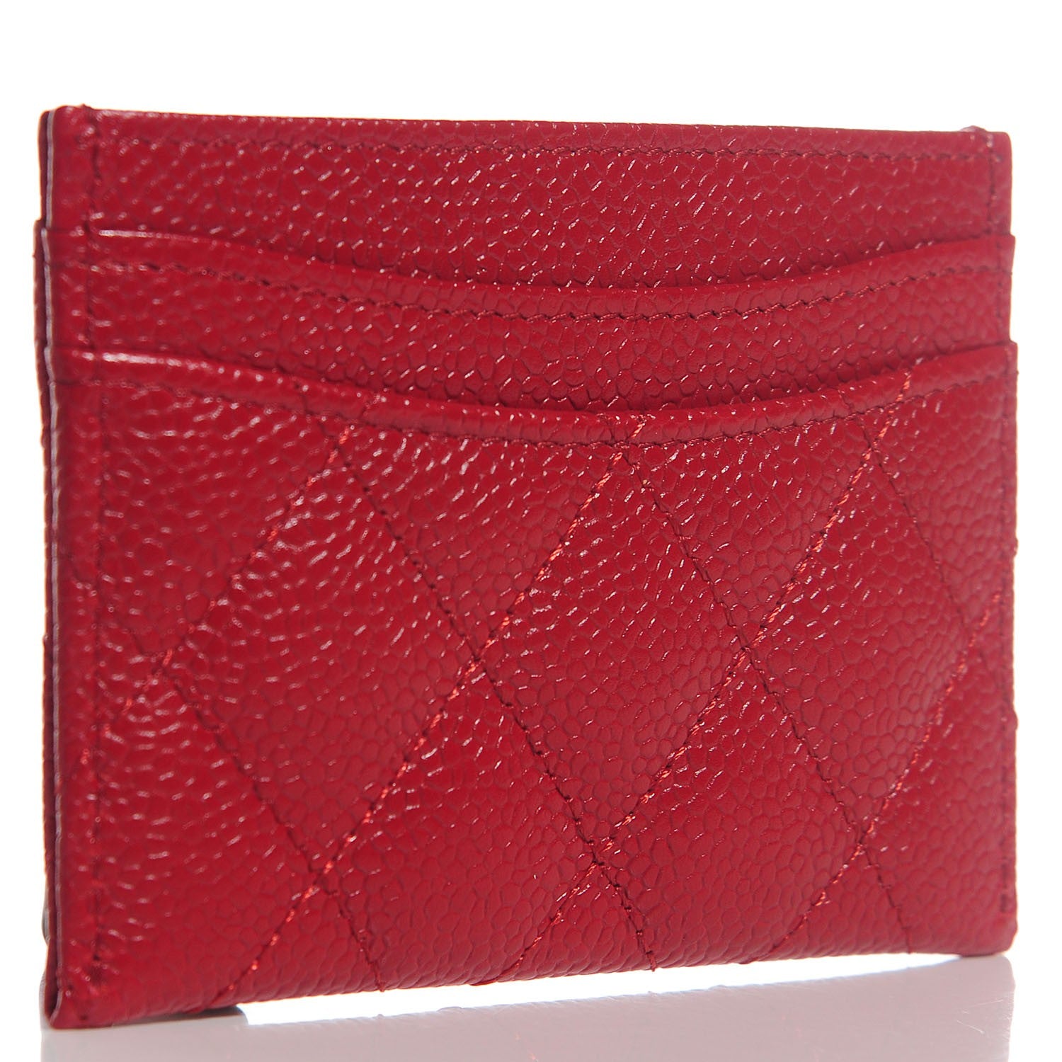 Chanel Caviar Quilted Card Holder Red 3 of 9
