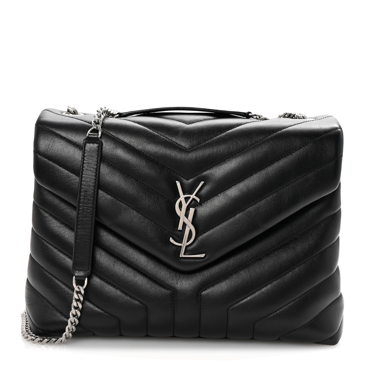 Saint Laurent Calfskin Y Quilted Monogram Medium Loulou Chain Satchel Black 1 of 9