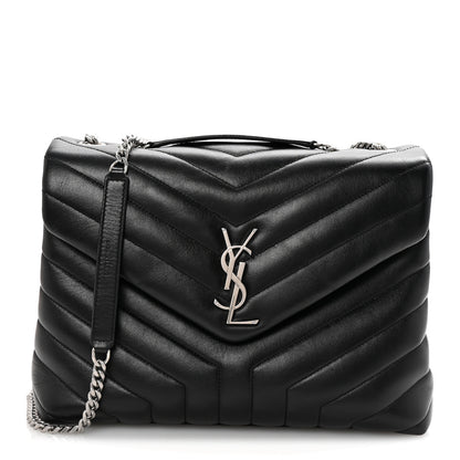 Saint Laurent Calfskin Y Quilted Monogram Medium Loulou Chain Satchel Black 1 of 9