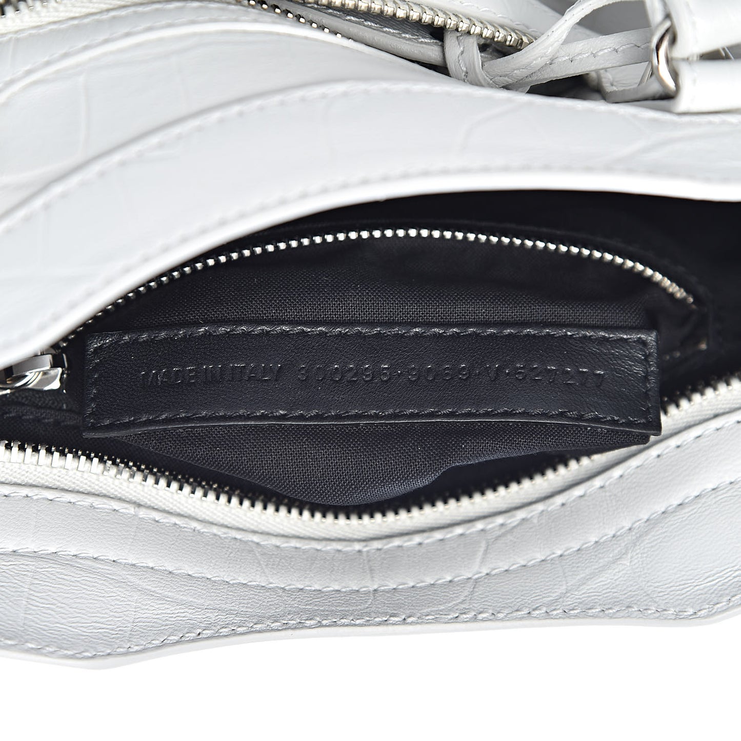 Matte Supple Lambskin Crocodile Embossed Classic Silver Hardware Mini City White