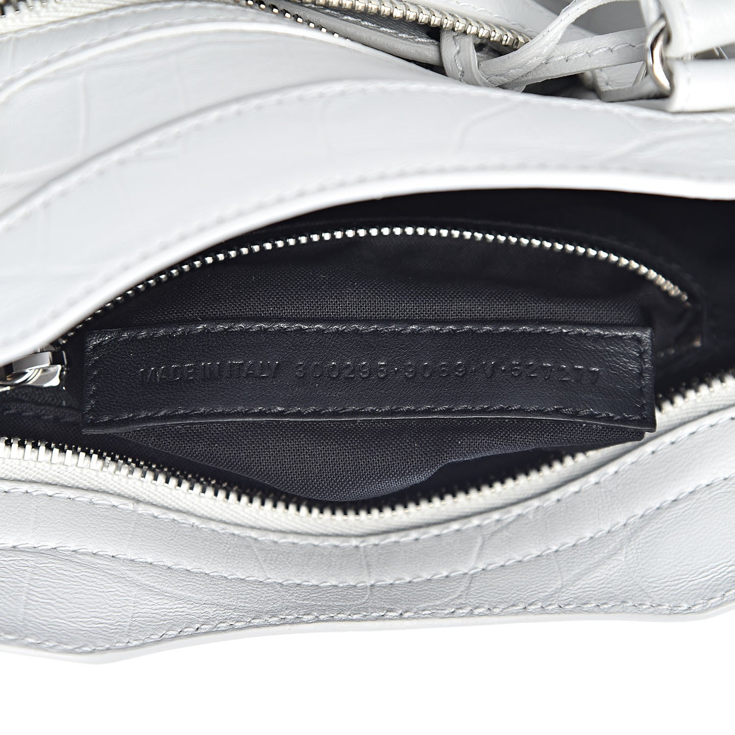 Balenciaga Matte Supple Lambskin Crocodile Embossed Classic Silver Hardware Mini City White 7 of 10