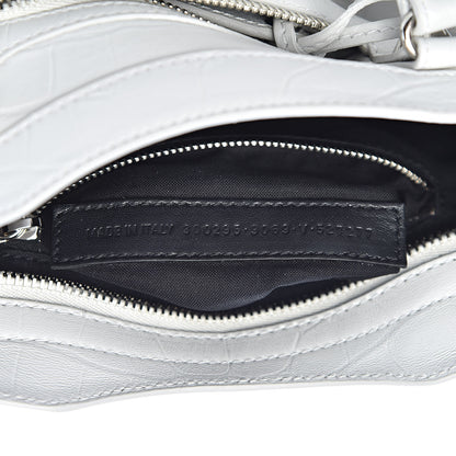 Balenciaga Matte Supple Lambskin Crocodile Embossed Classic Silver Hardware Mini City White 7 of 10