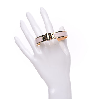 Hermes Enamel Charniere Uni Narrow Hinged Bracelet S Rose Candeur 2 of 6