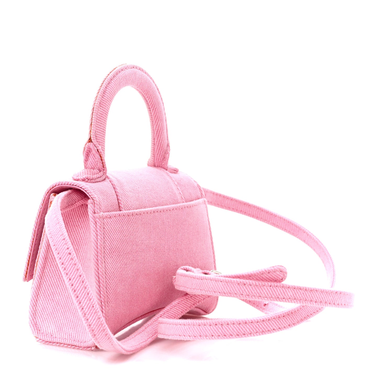 Washed Denim Hourglass Top Handle Bag Mini Denim Pink