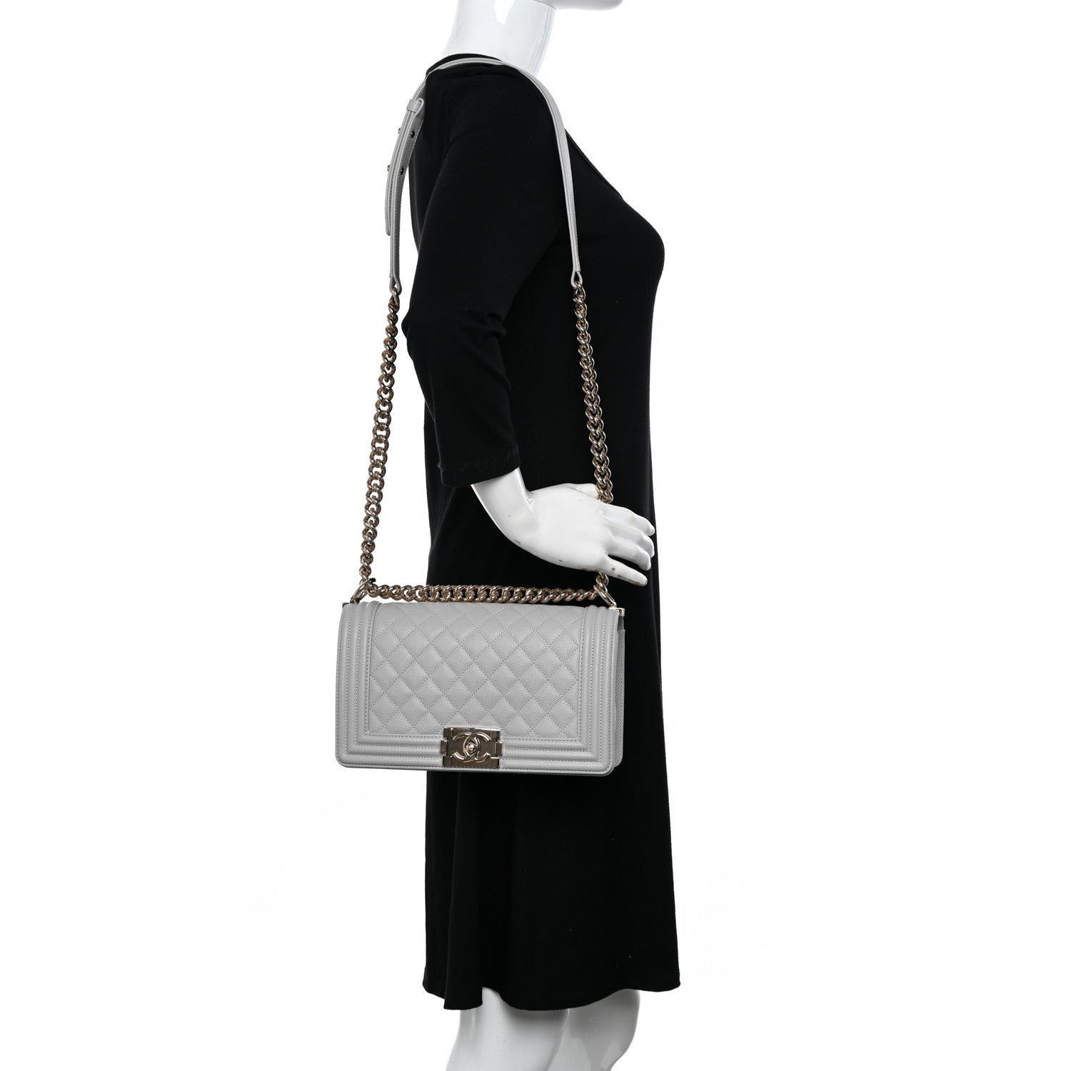Chanel Caviar Quilted Medium Boy Flap Grey 2 of 10