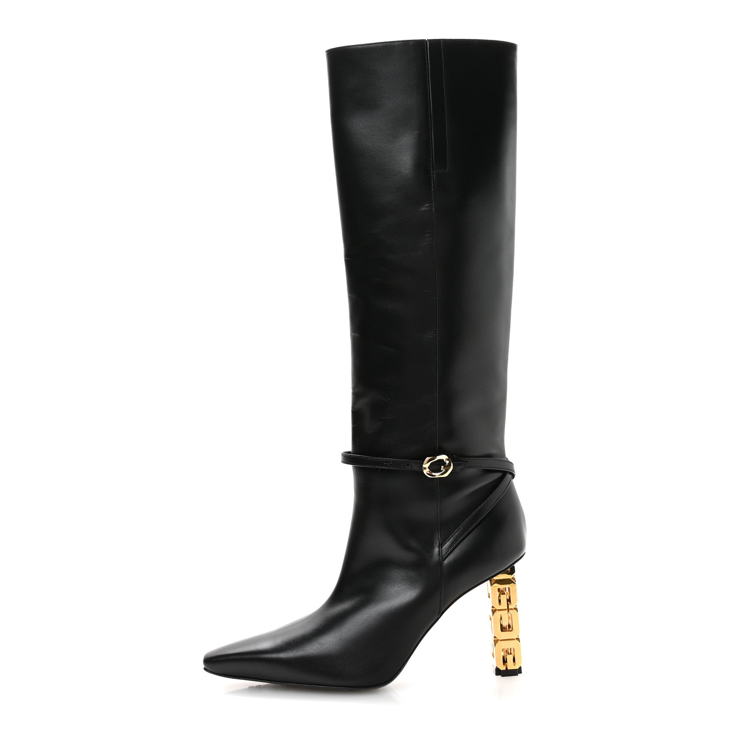 Givenchy Grained Calfskin G Cube Knee High Boots 38 Black 1 of 9