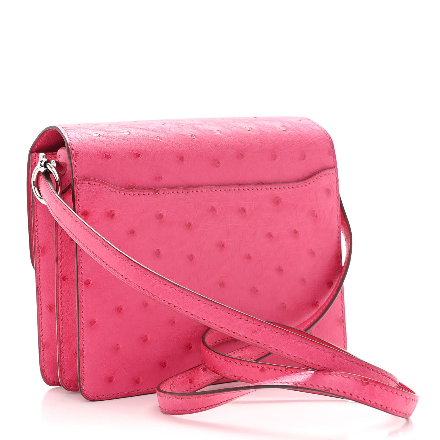 Hermes Ostrich Mini Sac Roulis Rose Tyrien 3 of 9