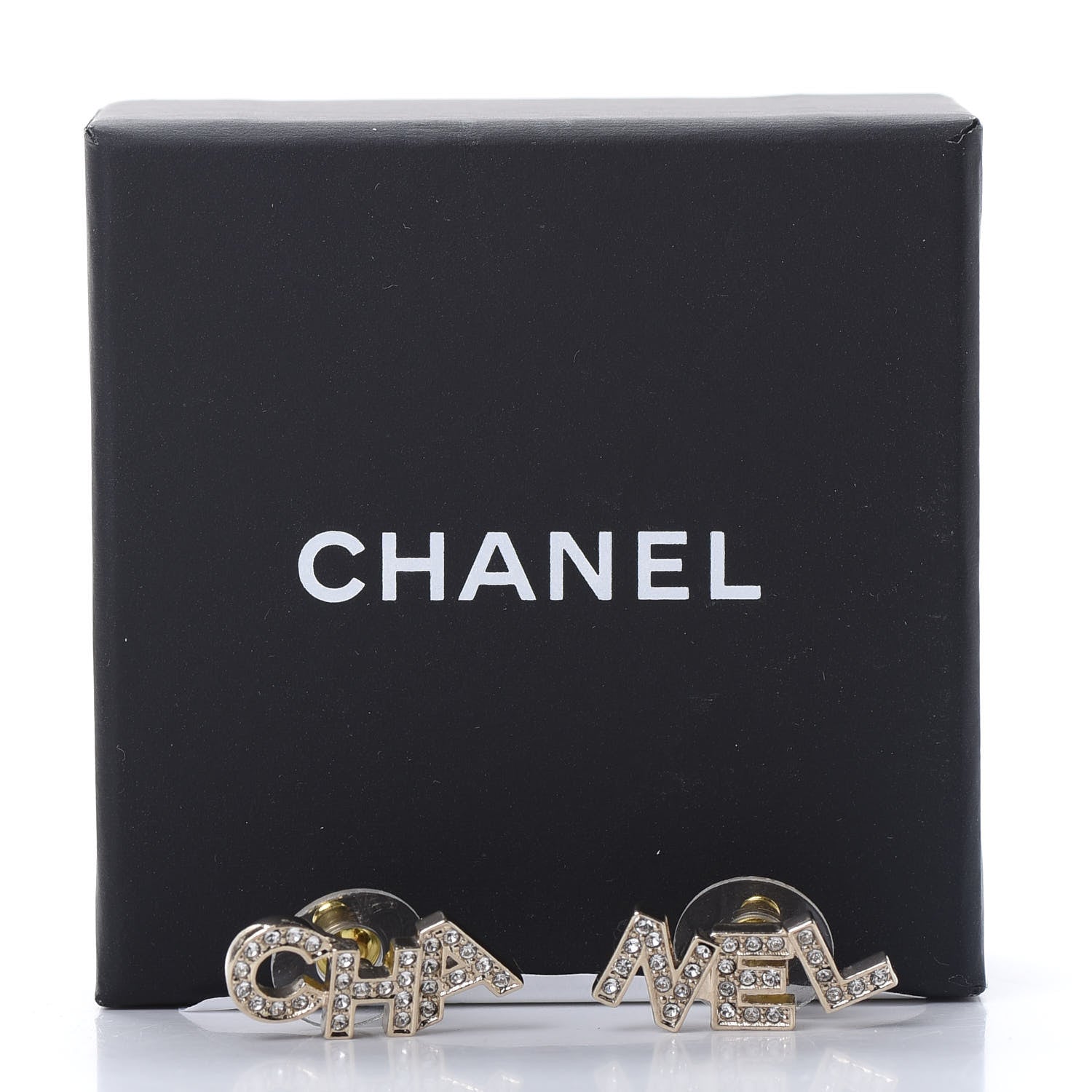 Chanel Crystal Pearl Signature Stud Earrings Gold 5 of 5