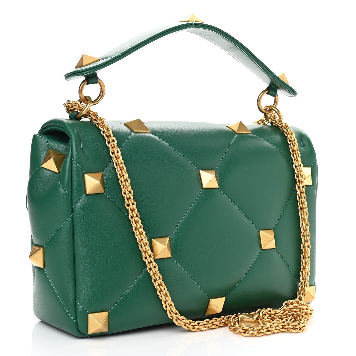 Nappa Large Roman Stud Shoulder Bag Jungle