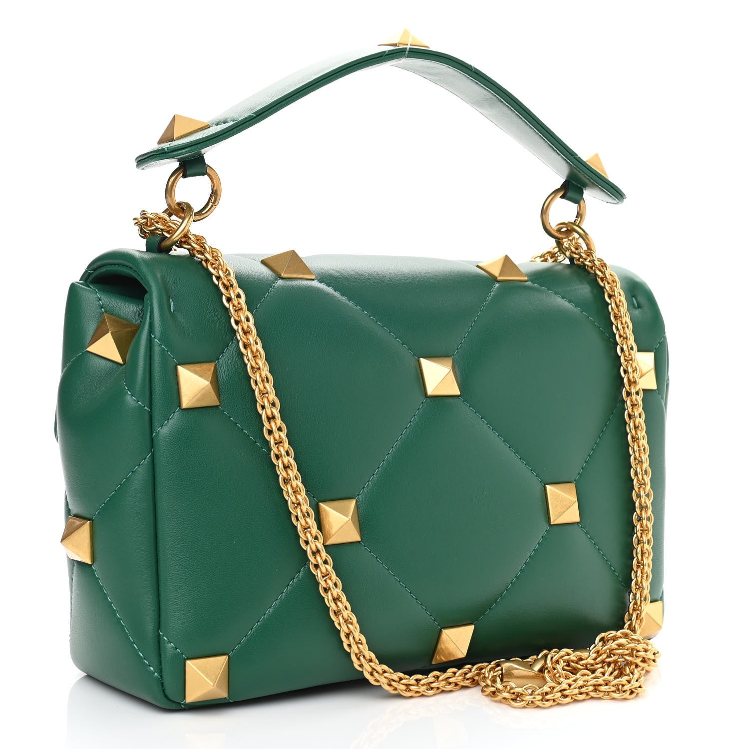 Valentino Garavani Nappa Large Roman Stud Shoulder Bag Jungle 3 of 9