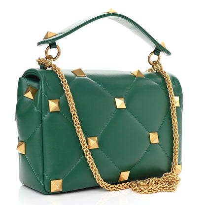 Valentino Garavani Nappa Large Roman Stud Shoulder Bag Jungle 3 of 9