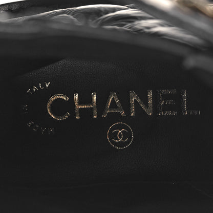 Chanel Shiny Goatskin Calfskin Quilted Lace Up Combat Boots 38 Black 8 of 9