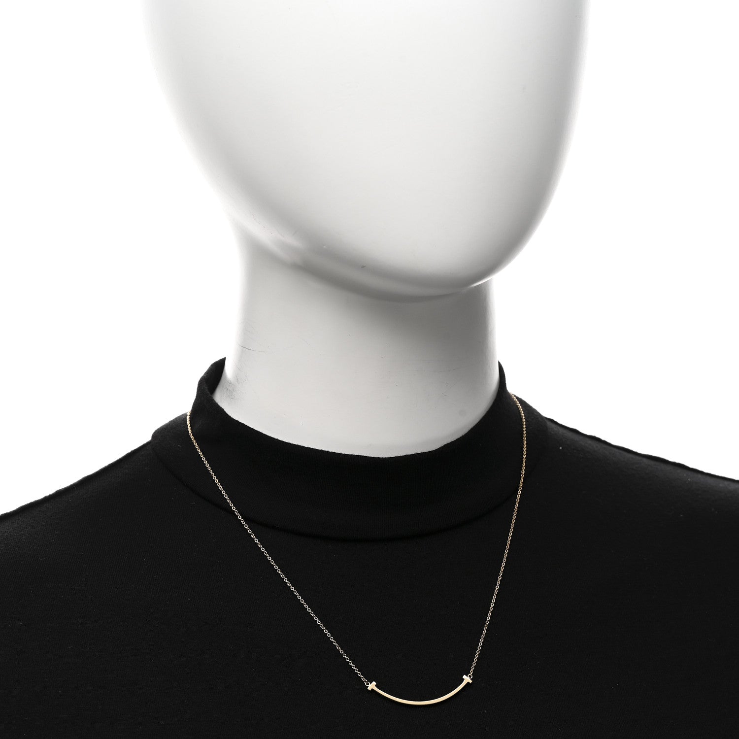Tiffany 18K Yellow Gold Small T Smile Pendant Necklace 2 of 4