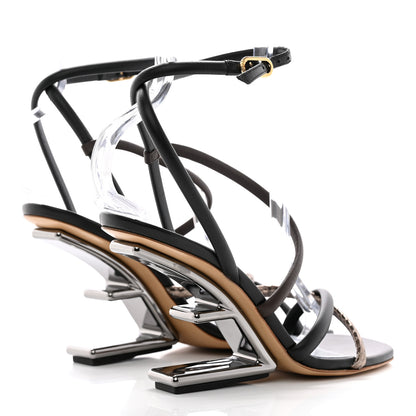 Fendi Nappa Metallic Ayers Fendi First 95mm Strappy Sandals 37 Black Chocolate Stagno 4 of 9