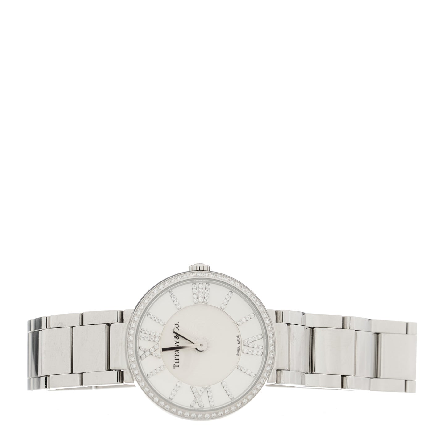 Stainless Steel Diamond Bezel 24mm Atlas 2-Hand Quartz Watch Silver