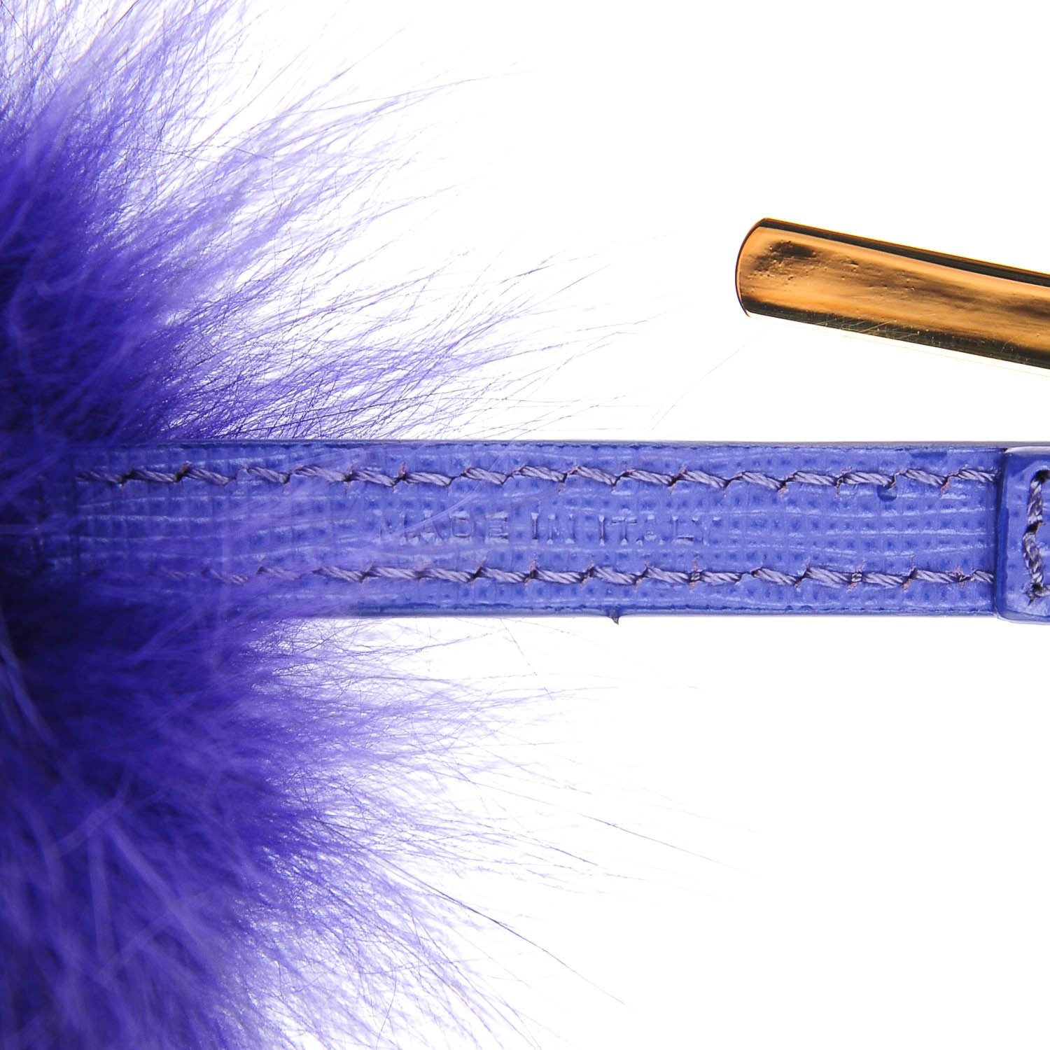 Fendi Fox Fur Vitello Elite Pom Pom Bag Charm Viola Cassis 5 of 9