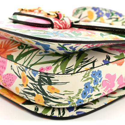 Gucci X KEN SCOTT New Shangai Calfskin Jardin D'Avril Floral Print Horsebit 1955 Shoulder Bag Ivory Pink Wild Rose 10 of 10