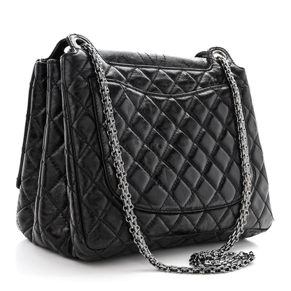 Chanel Metallic Aged Calfskin Quilted Reissue 2.55 Accordion Flap Black 3 of 12
