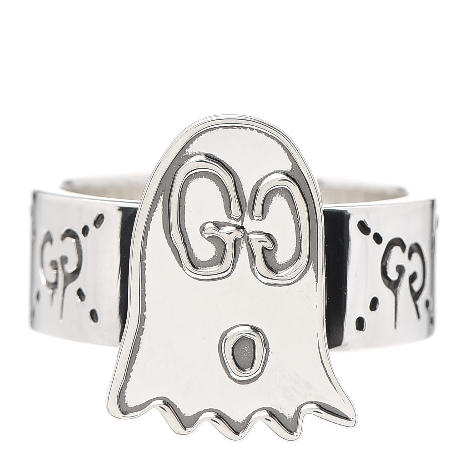 Gucci Sterling Silver GucciGhost Ring 64 10.75 1 of 6