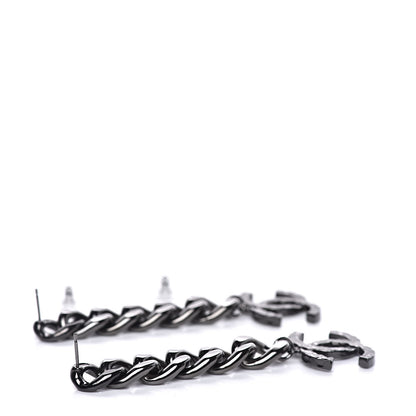 Chanel Metal CC Pick Drop Earrings Ruthenium 3 of 5