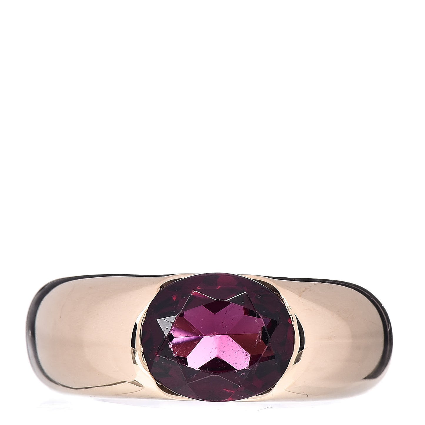 18K Yellow Gold Garnet Ellipse Ring 50 5.5
