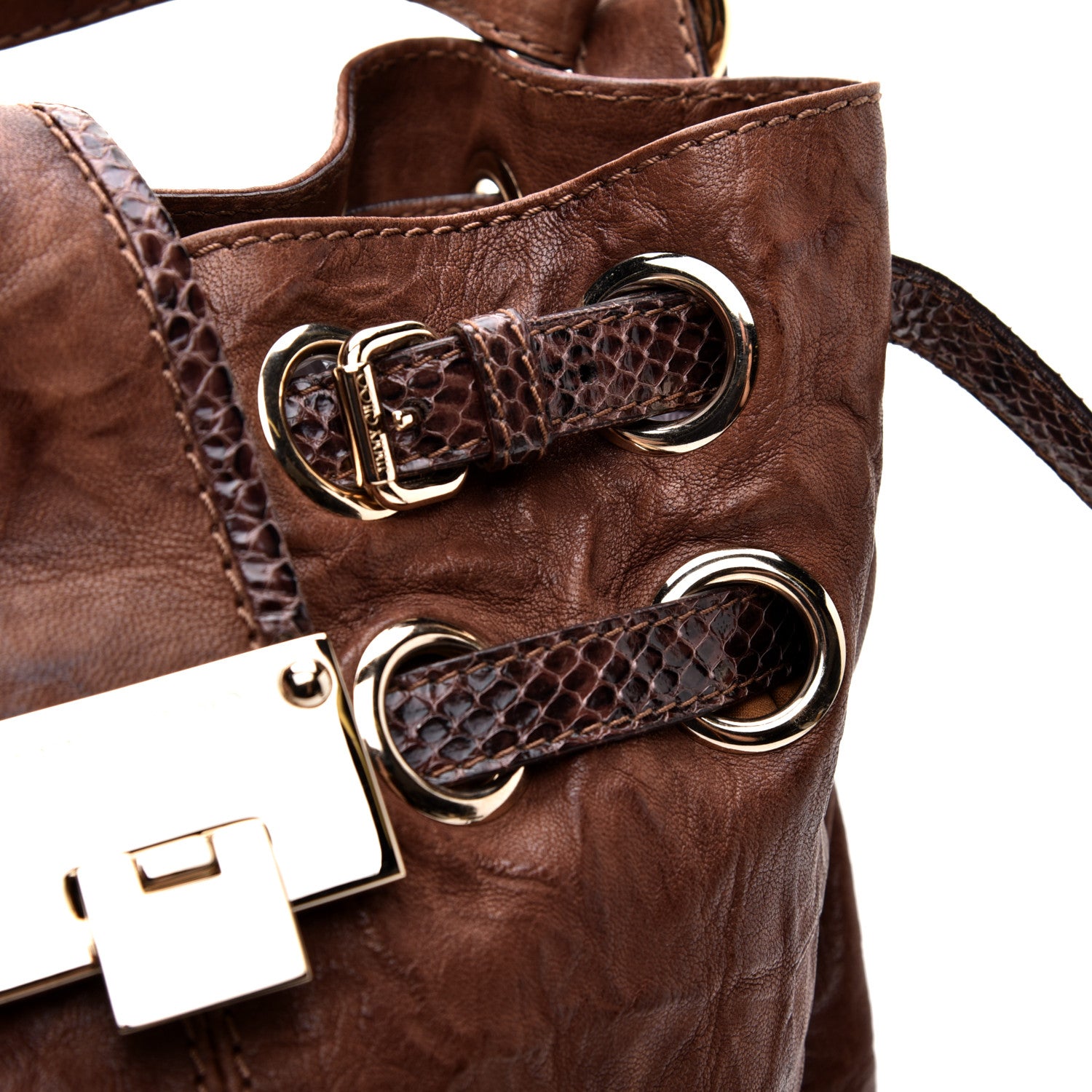 Jimmy Choo Calfskin Ramona Bucket Bag Brown 12 of 12