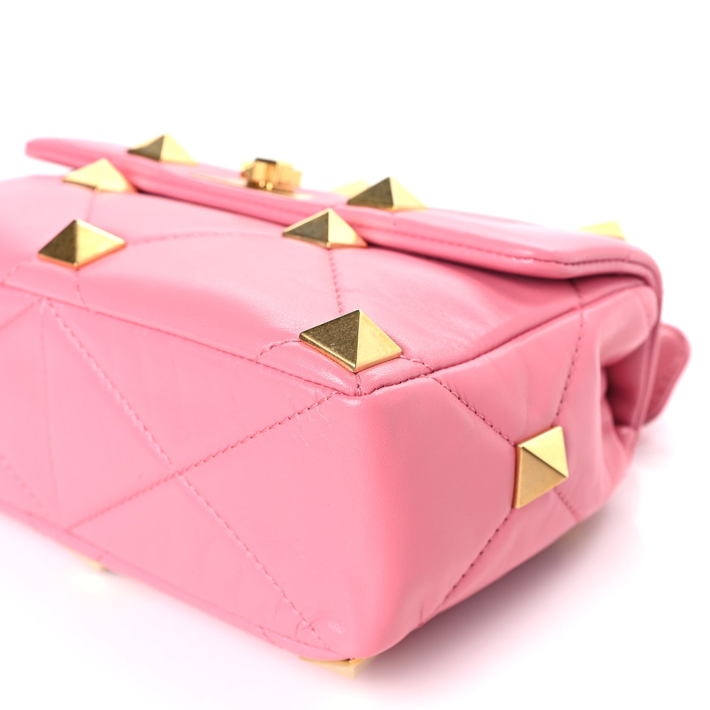 Nappa Medium Roman Stud Shoulder Bag Flamingo Pink