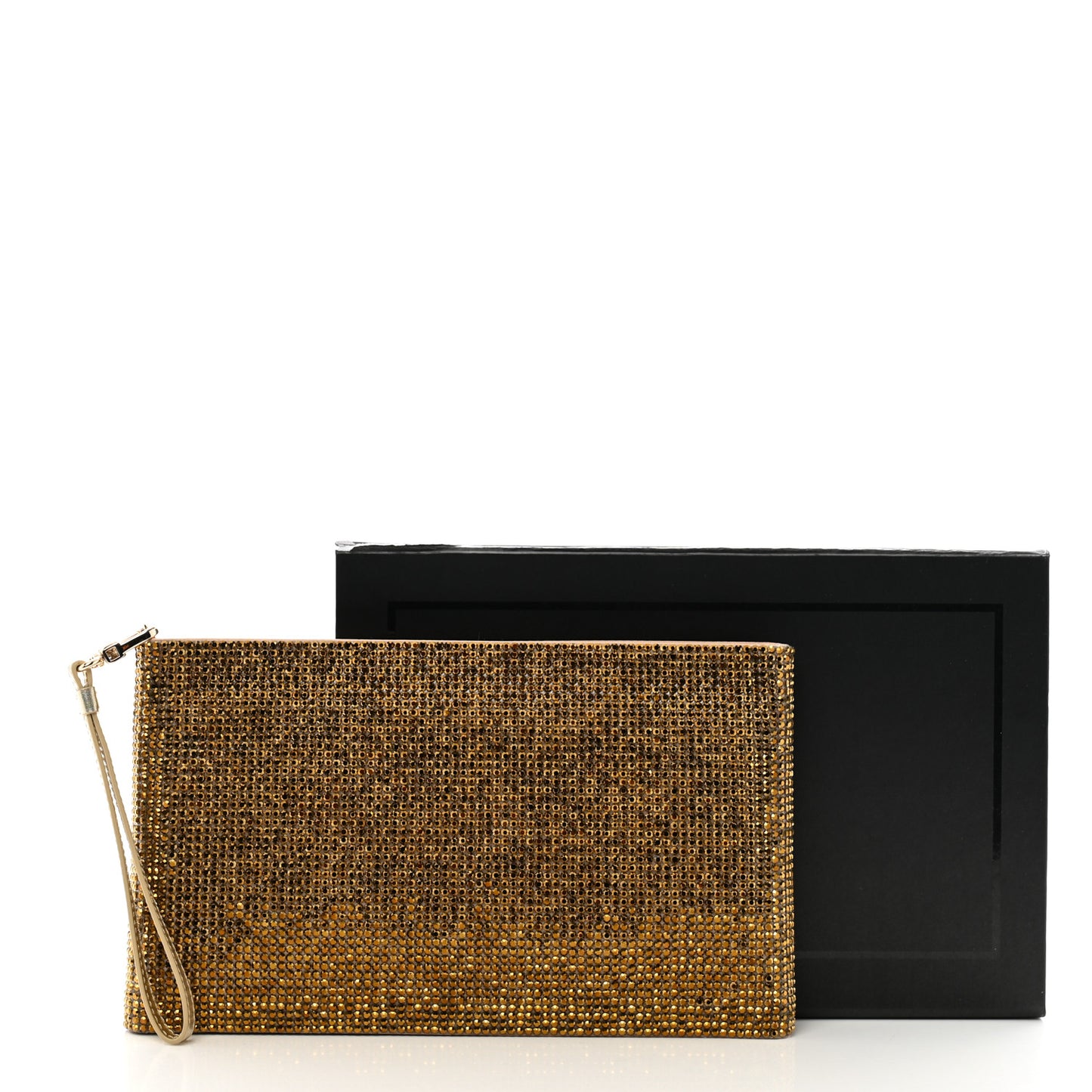 Satin Swarovski Crystal Wristlet Pouch Gold