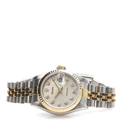 Rolex Stainless Steel 18K Yellow Gold Diamond 26mm Oyster Perpetual Datejust Watch Silver Jubilee 69173 3 of 6