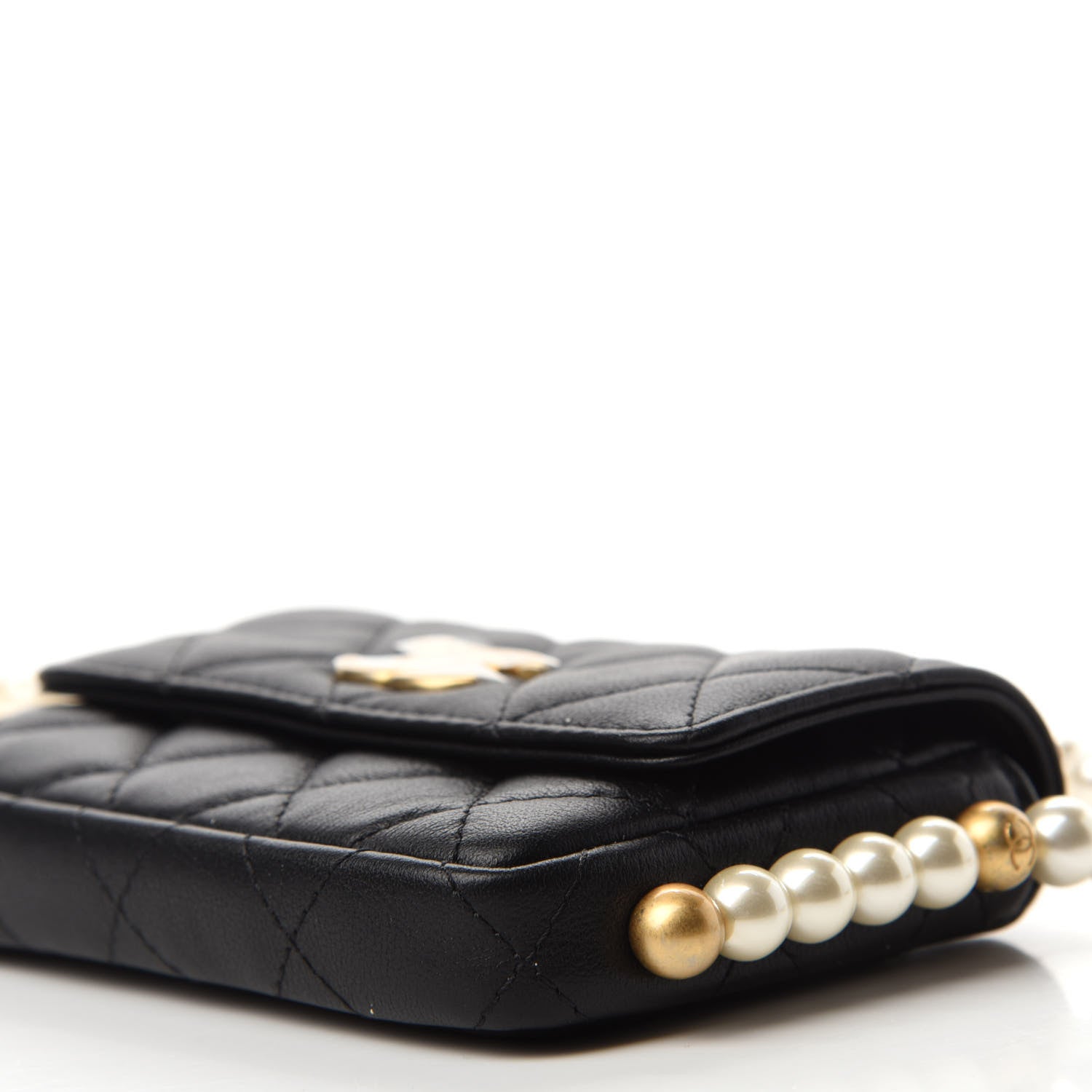 Chanel Calfskin Quilted About Pearls Card Holder Flap With Chain Black 7 of 12