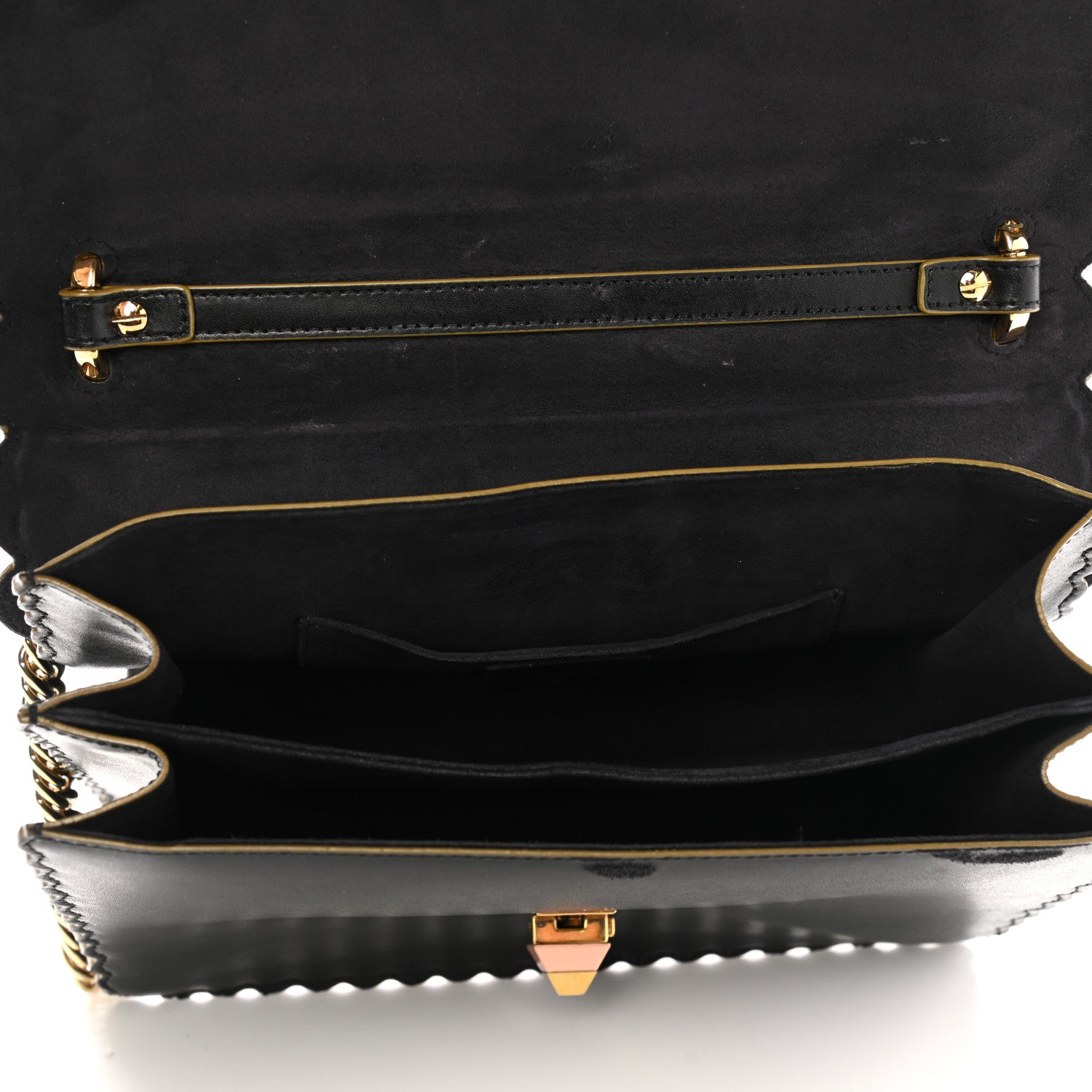 Fendi Vitello Liberty Scalloped Studded Kan I Shoulder Bag Black 5 of 16