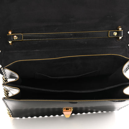 Fendi Vitello Liberty Scalloped Studded Kan I Shoulder Bag Black 5 of 16
