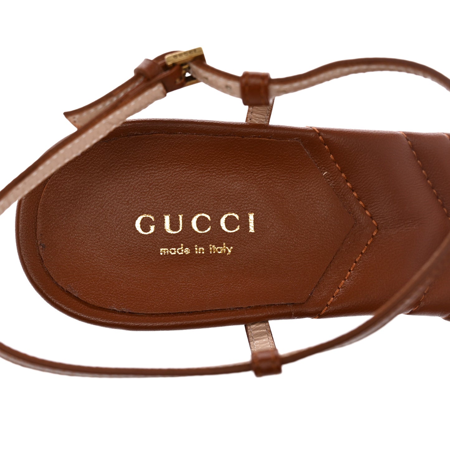 Nappa Matelasse T-Strap 40mm Sandals 38 Brown Papaya