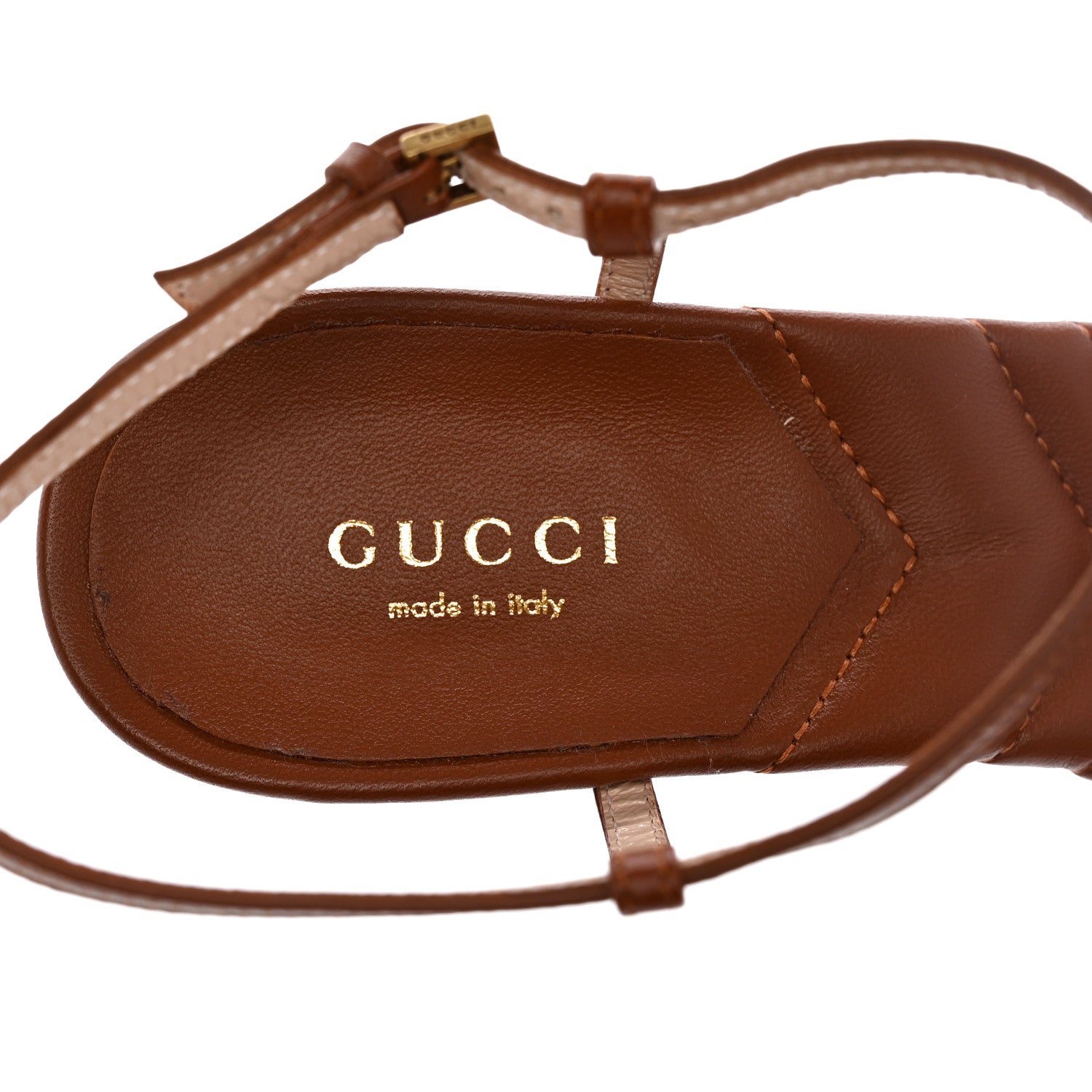 Gucci Nappa Matelasse T-Strap 40mm Sandals 38 Brown Papaya 7 of 10