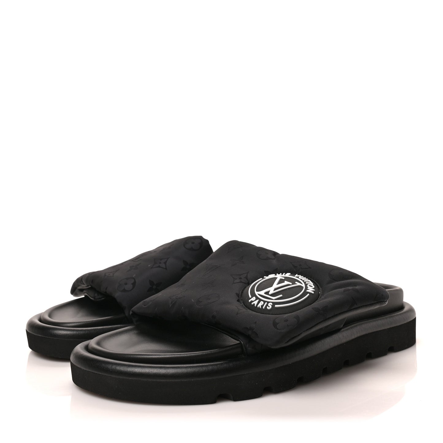 Nylon Monogram Womens Pool Pillow Comfort Mules 39 Black