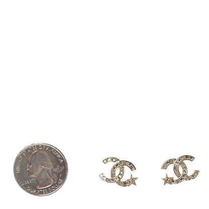 Chanel Crystal CC Starfall Earrings Gold 2 of 5