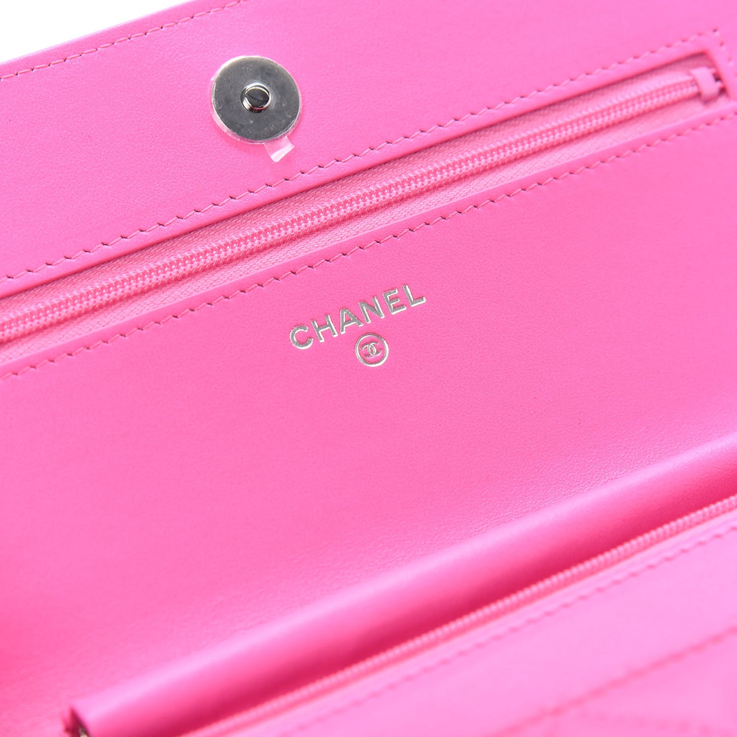 Lambskin Quilted Wallet On Chain WOC Pink